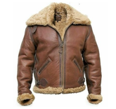 Mens Brown B3 Flight Bomber Aviator Jacket Front